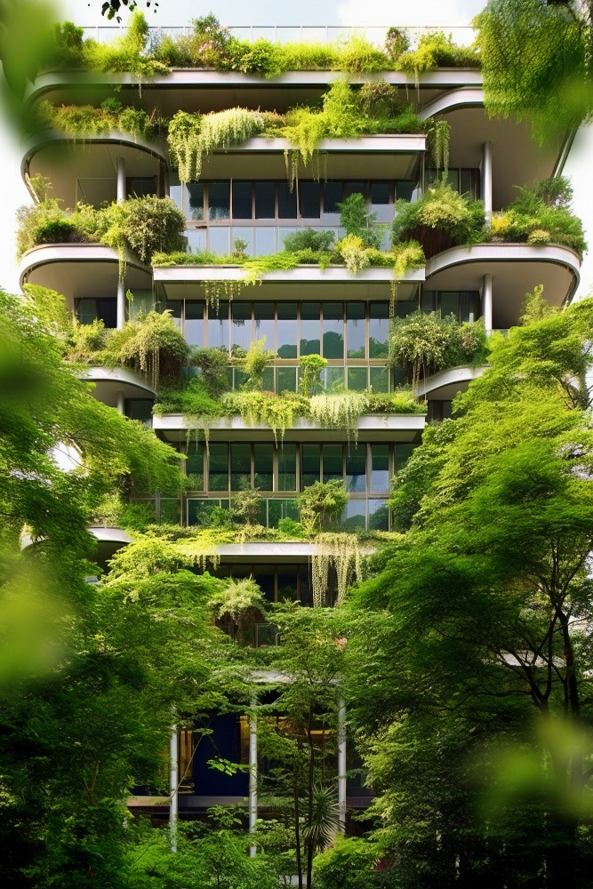 Edificación ecológica con jardines verticales