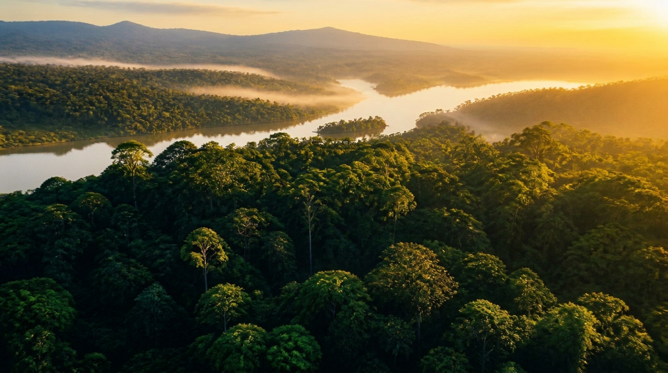 Bosque tropical venezolano al amanecer